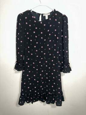 Forever 21 With Purpose Black Floral Ruffle Hem Mini Dress